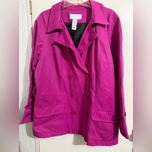Liz Claiborne Petite Women's Fuchsia Double-Breasted Trench Coat